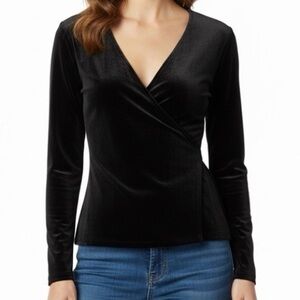 Sundance Black Velvet Wrap Blouse size small